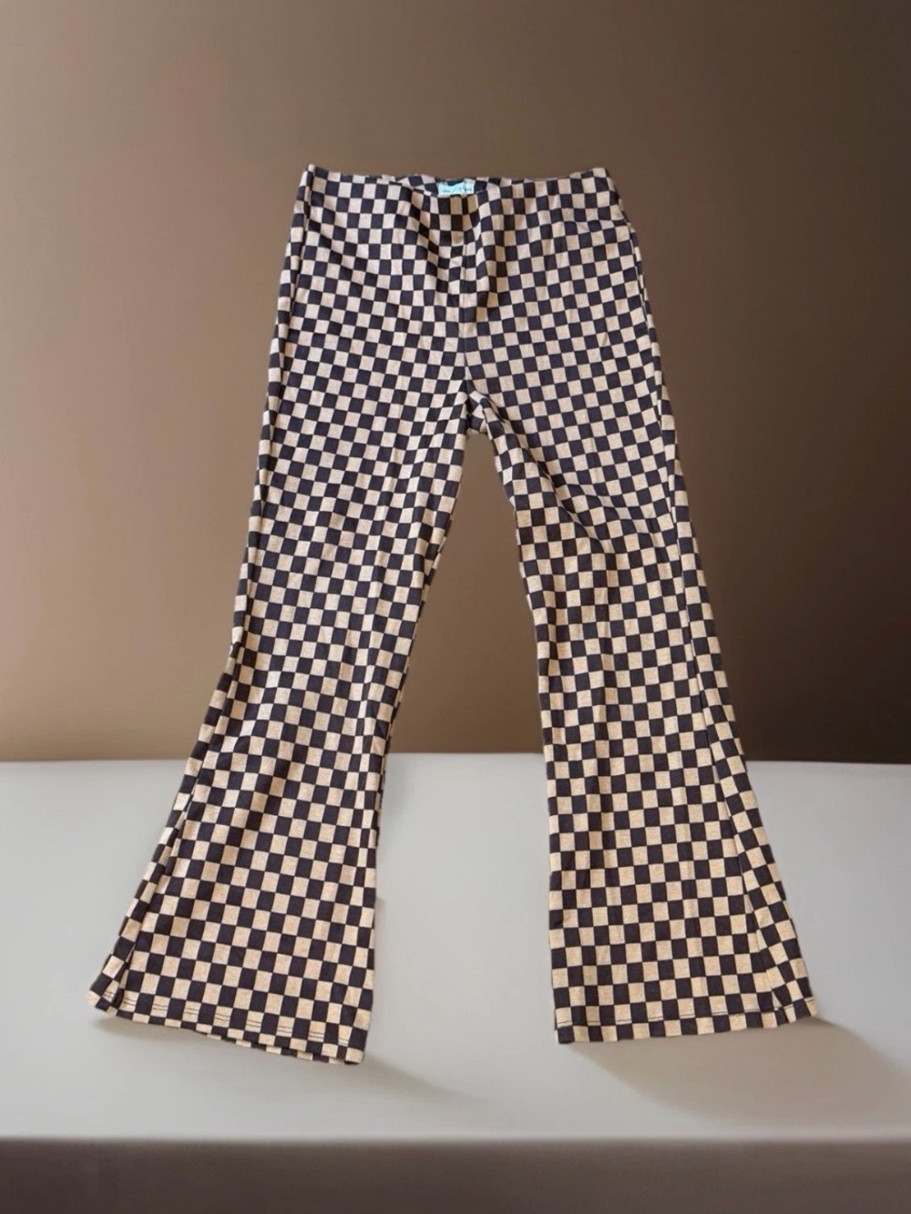 love on a hanger Brown & Cream Checkered Knit Pants